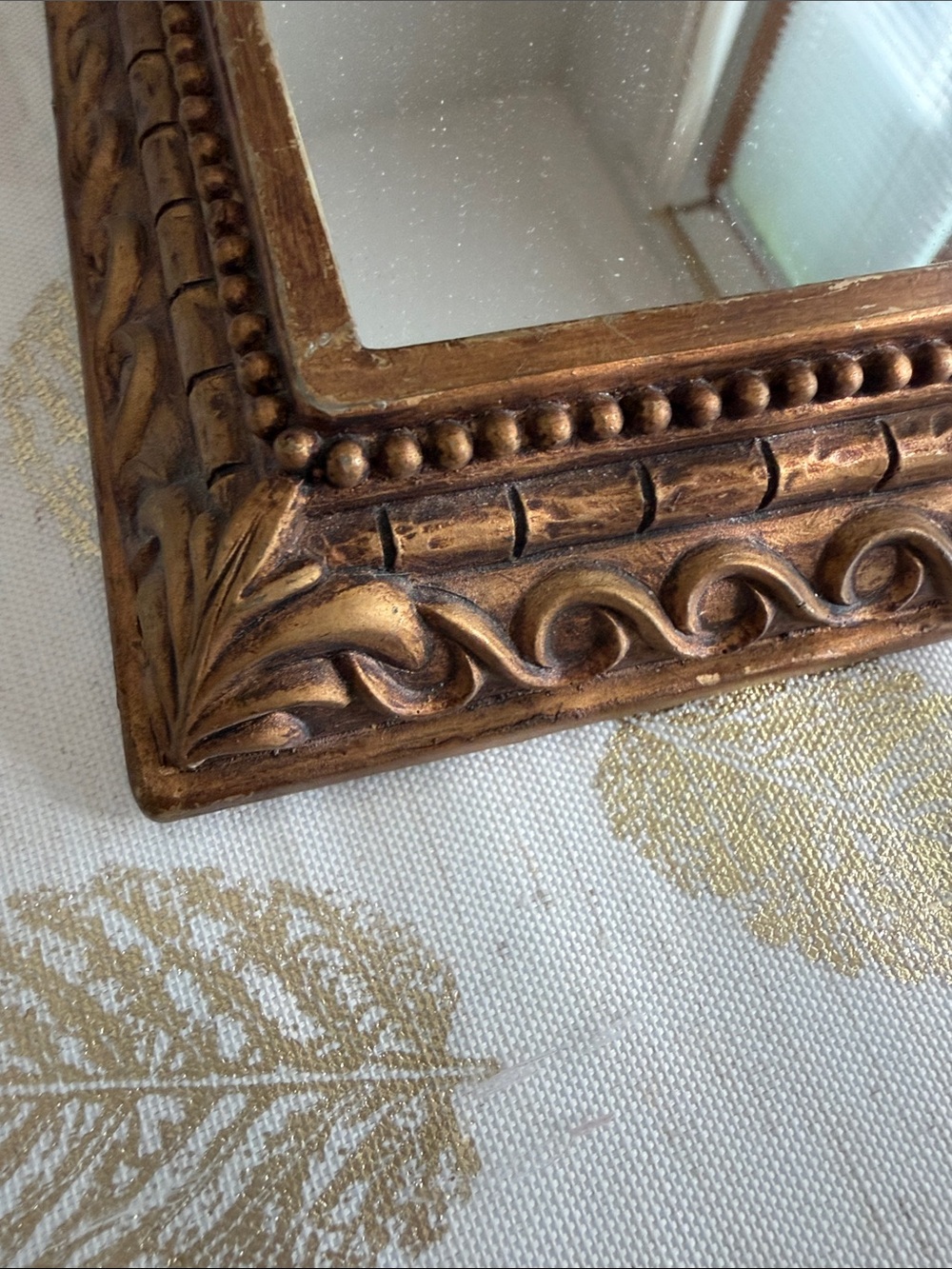 Decorative Square Wall Mirror in Antique Gold - Picture 3 of 9